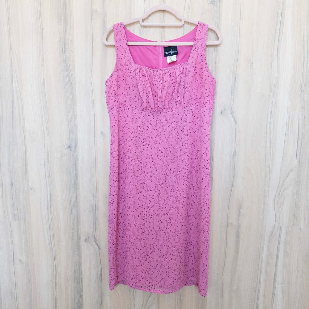 VTG Positive Attitude Babydoll Midi Dress Size 10 Pink Floral Y2K Cottage Summer